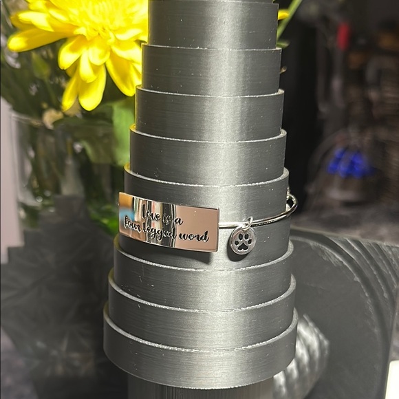 Silver Engraved Bracelet Love is a 4 Legged Word - Picture 3 of 6